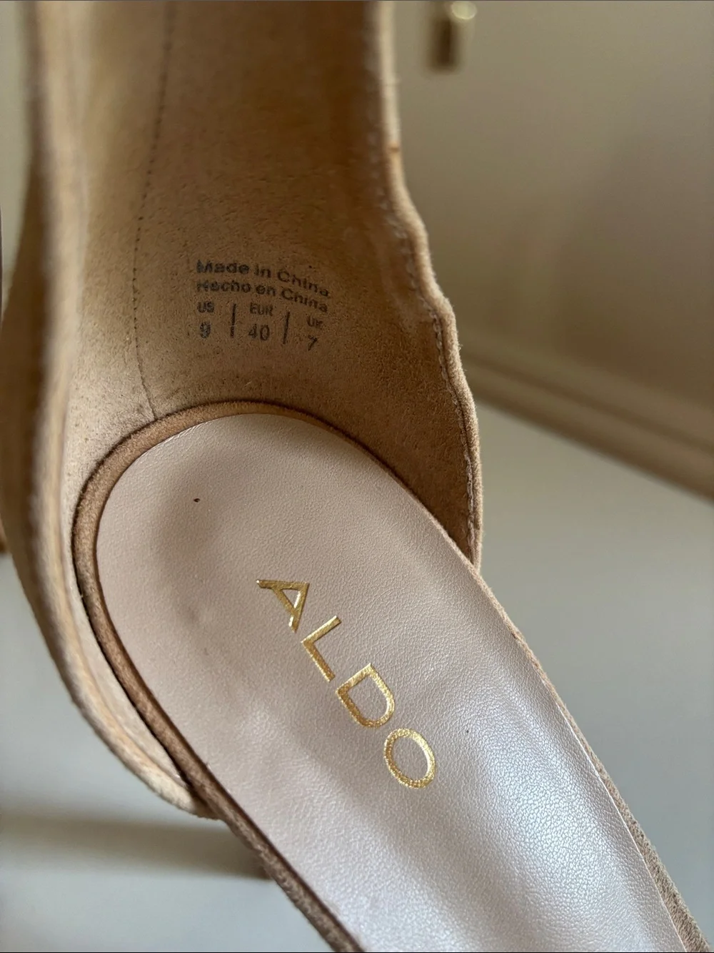 ALDO Tan Suede Ankle-Strap Stiletto Sandals